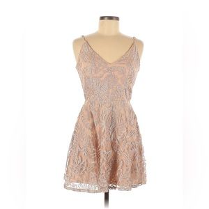 Lace overlay cocktail dress, Rose gold, size 7